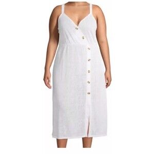 Time And Tru Women’s Medium White Midi‎ Swimsuit Beach Swim Cover Up Dress